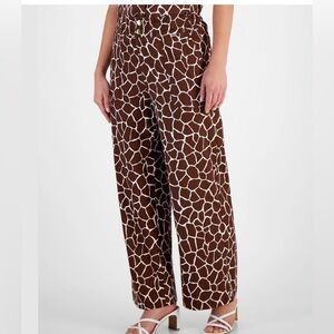 INC International Concepts Printed Linen Blend Women's Pants, Wide Legs Pants